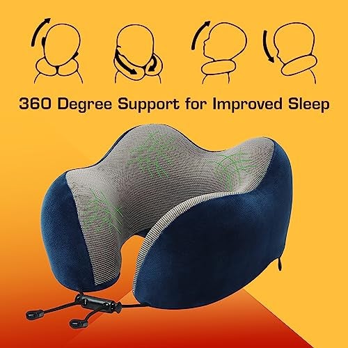 Billebon Premium Neck Pillow for Travelling Airplane Travel Pillow Comfortable Head Rest Neck Holder Pillow (Navy Blue Raised) - Image 3