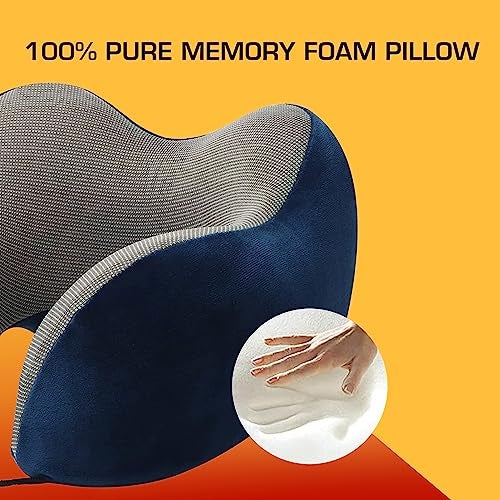 Billebon Premium Neck Pillow for Travelling Airplane Travel Pillow Comfortable Head Rest Neck Holder Pillow (Navy Blue Raised) - Image 2
