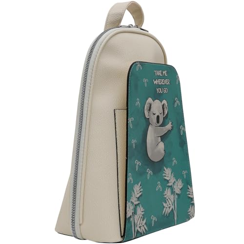 DOGO Small Backpack for Women - Vegan Leather and Unique Design Handmade Backpack Purse for Women, Koala Hug Design - Image 2