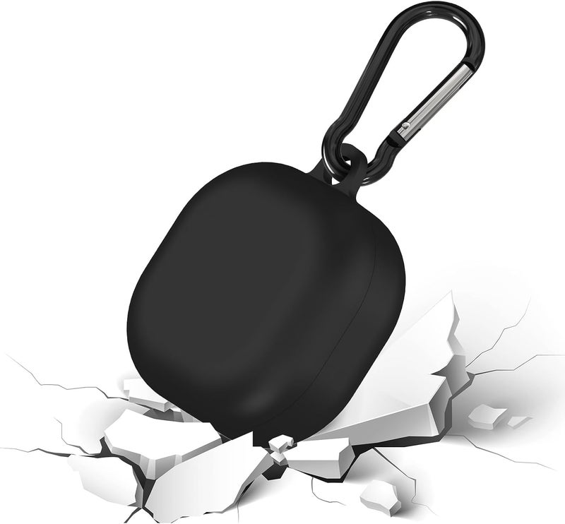 Geekria Silicone Case Cover Compatible with Samsung Galaxy Buds FE True Wireless Earbuds, Protective Earphones Skin Cover with Keychain Hook, Charging Port Accessible (Black) - Image 3