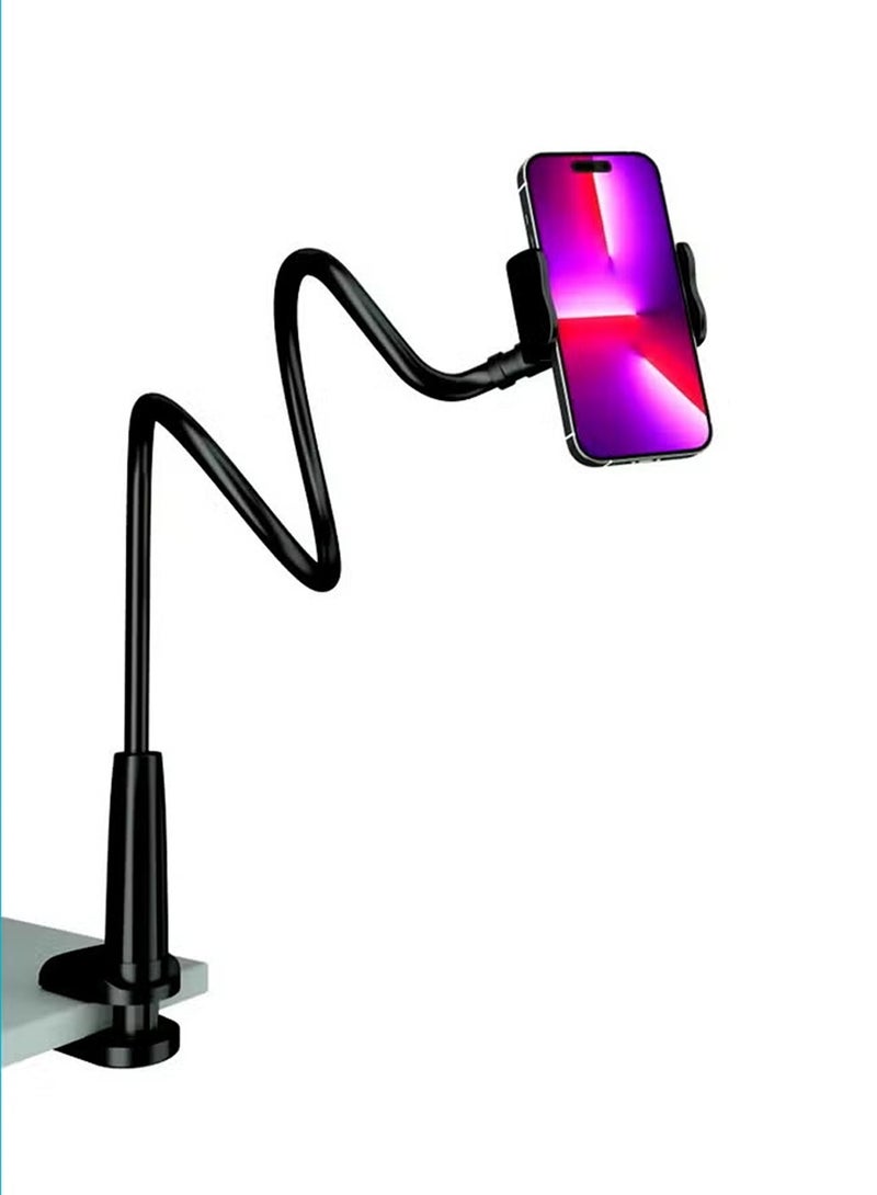1 pcs Cell Phone Clip Bed Stand Holder, with Grip Flexible Long Arm Gooseneck Bracket Mount Clamp for Desk, Compatible with iPhone 14 Pro Max XR X 8 7 6 or Other 3.5-7" Devices - Image 1