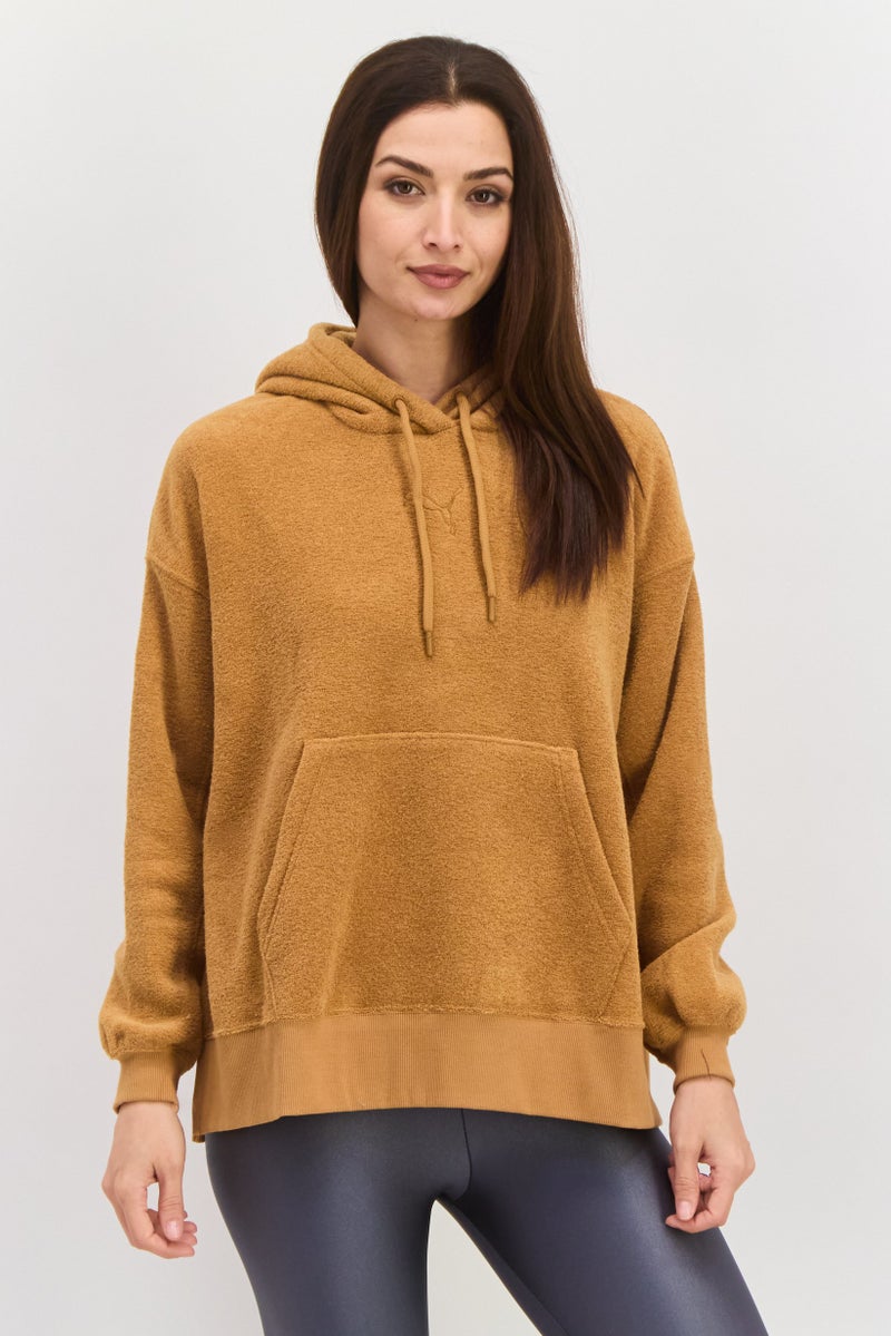 PUMA Women Hoodie With Draw String Brand Logo Hoodie, Brown - Image 1