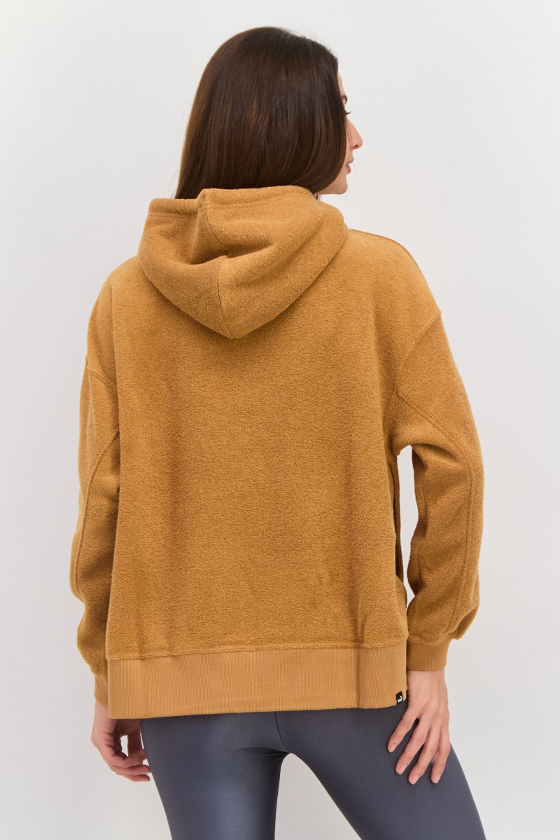 PUMA Women Hoodie With Draw String Brand Logo Hoodie, Brown - Image 3