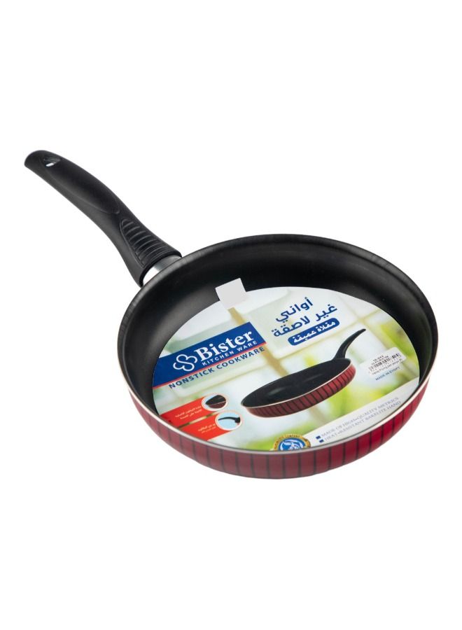 Bister Stripy Classy Jumbo Frying Pan With Aluminium Layered with Tefloan Coating, 28cm , Drak Red Color - Image 3