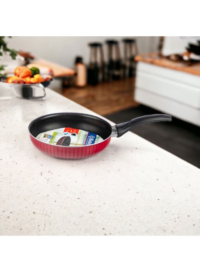 Bister Stripy Classy Jumbo Frying Pan With Aluminium Layered with Tefloan Coating, 28cm , Drak Red Color - Image 2