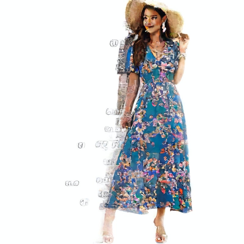 Women's Printed Chiffon Short Sleeve Dress with Waist Cinching - Image 5