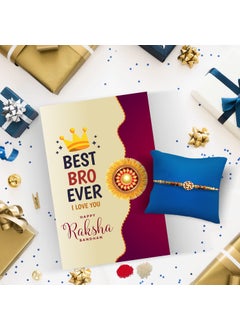 GIFT MY PASSION GIFT MY PASSION Swastik Rakhi for bro with Roli Chawal Best Bro Ever I Love You Happy Raksha Bandhan Greeting Card 