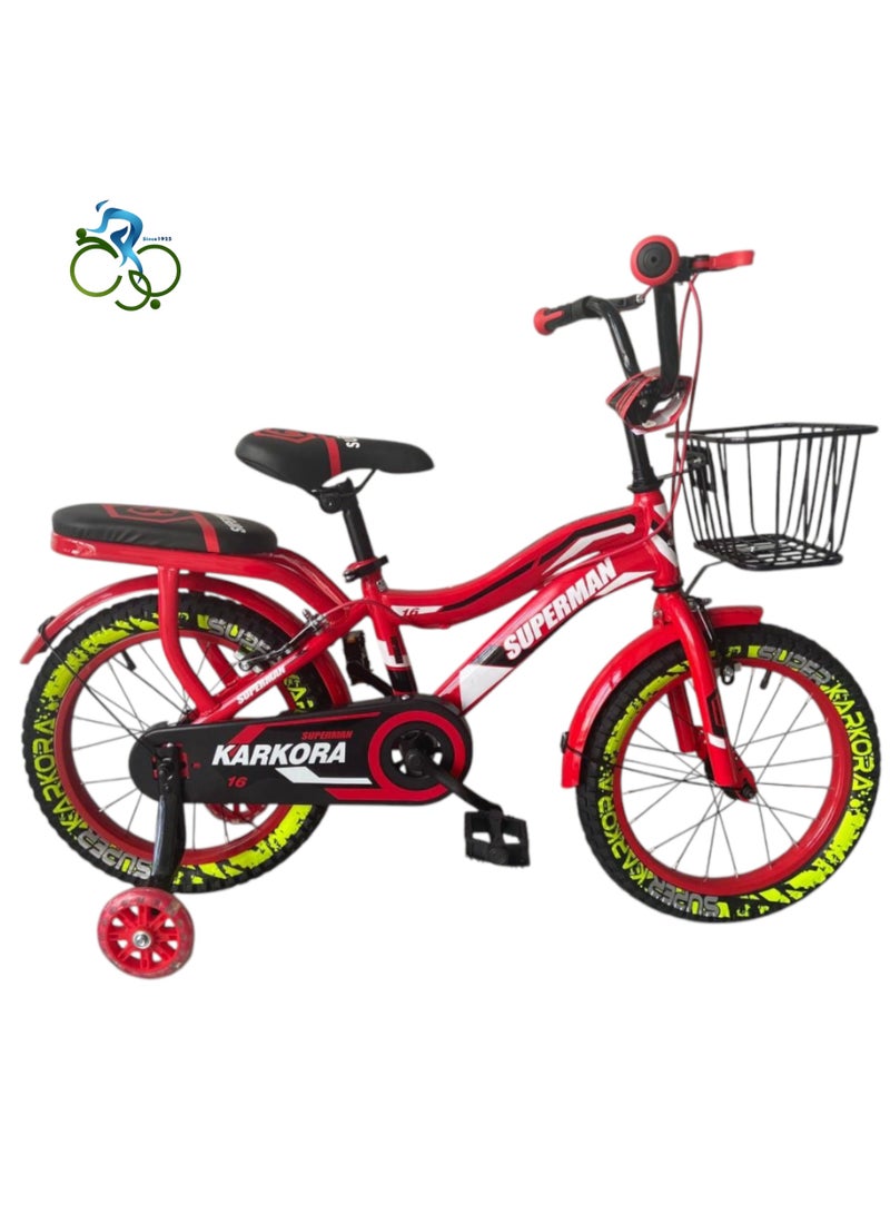 MOHAMED ABO ELGOUKH KARKORA SUPER MAN Kids Bike - For Boys and Girls - With Training Wheels - By ABO ELGOUKH - 1-Year Warranty and Free Maintenance - Image 1