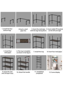 Arabest 3-Tier Over The Toilet Storage, Drill-Free Toilet Floor Storage Rack,Freestanding Above Over Toilet Bathroom Organizer, Space Saver, Metal Toilet Storage Shelf (Color : White, Size : 47 * 25 * 155cm)  - Image 5