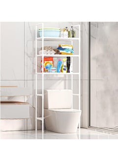 Arabest 3-Tier Over The Toilet Storage, Drill-Free Toilet Floor Storage Rack,Freestanding Above Over Toilet Bathroom Organizer, Space Saver, Metal Toilet Storage Shelf (Color : White, Size : 47 * 25 * 155cm)  - Image 1