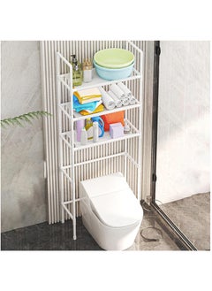 Arabest 3-Tier Over The Toilet Storage, Drill-Free Toilet Floor Storage Rack,Freestanding Above Over Toilet Bathroom Organizer, Space Saver, Metal Toilet Storage Shelf (Color : White, Size : 47 * 25 * 155cm)  - Image 4