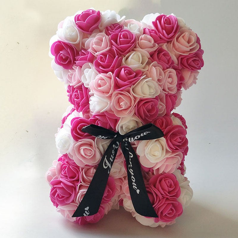 Artificial Flower Bear, Eternal Flower Foam Bear, Rose Bear 25Cm, Christmas Gift, Rose Flower Bear - Image 4