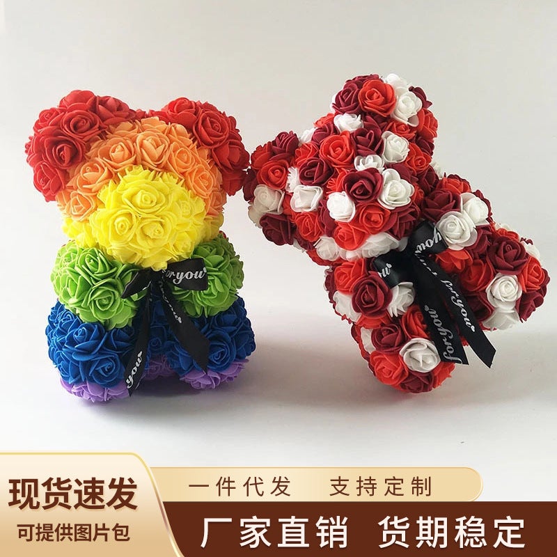 Artificial Flower Bear, Eternal Flower Foam Bear, Rose Bear 25Cm, Christmas Gift, Rose Flower Bear - Image 2