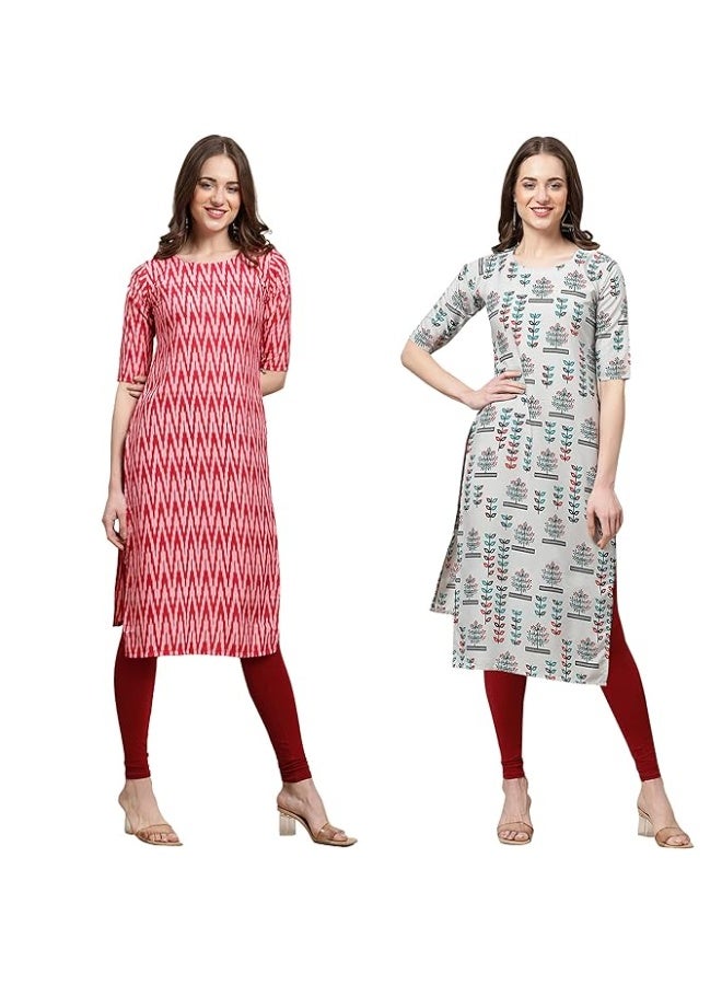 Pinkmint store Women's Crepe Regular Fashion kurta (pack of 2) M - Image 1