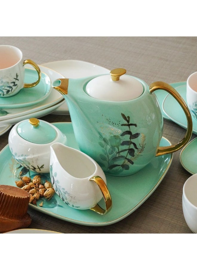 DANUBE HOME Majestic 24-Piece Porcelain Tea Set Elegant Design With Tea Pot Cups Saucers And More Perfect For Afternoon Tea Special Occasions Or Daily Use Durable And Stylish  - Image 4