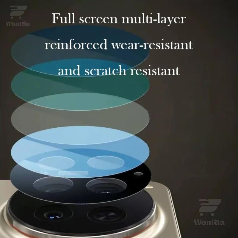 WonRia ® حزمة 1 - واقي عدسة الكاميرا الخلفية لجهاز Vivo X300 Pro 5G - واقي زجاجي [3D متميز] - أسود - Image 3