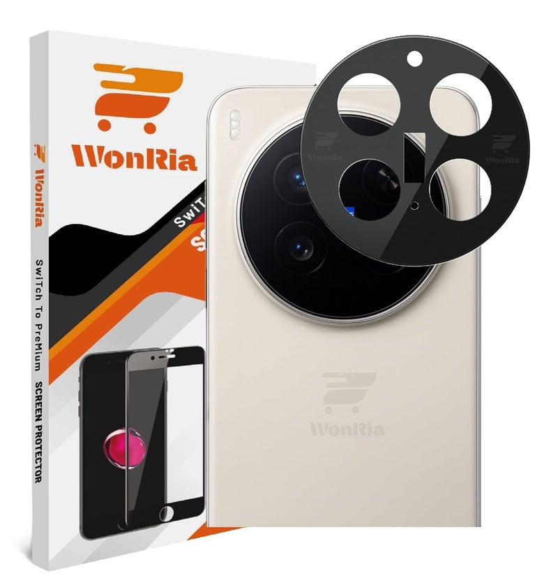 WonRia ® حزمة 1 - واقي عدسة الكاميرا الخلفية لجهاز Vivo X300 Pro 5G - واقي زجاجي [3D متميز] - أسود - Image 1