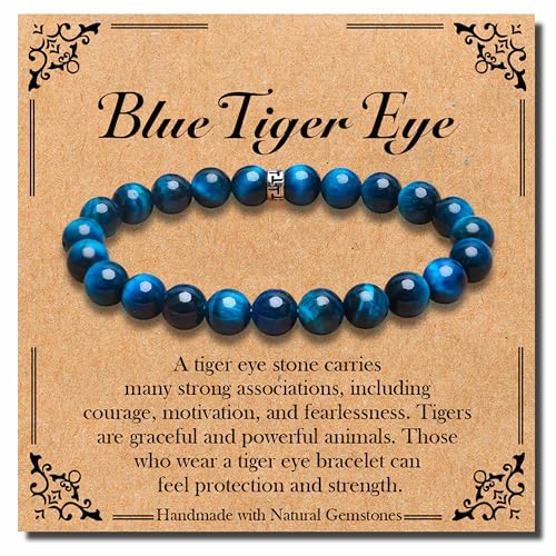 BONNY BOXX Natural Healing Gemstone Bracelet, 8mm Semi Precious Stone Bracelet for Men Women, Stress Relief Crystal Jewelry - Image 1