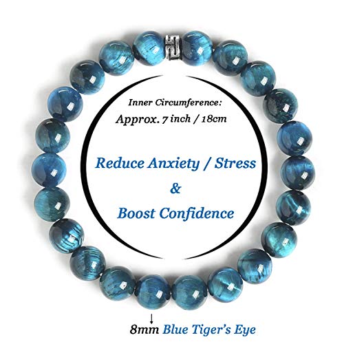 BONNY BOXX Natural Healing Gemstone Bracelet, 8mm Semi Precious Stone Bracelet for Men Women, Stress Relief Crystal Jewelry - Image 3