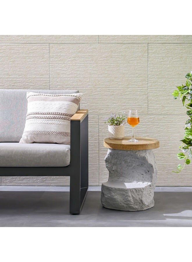 DANUBE HOME طاولة جانبية بلوم MGO - ملحقات حديقة خارجية، 39.5 سم × 39.5 سم × 47.5 سم - مثالية للفناء، السطح، أو زينة الحديقة - Image 4