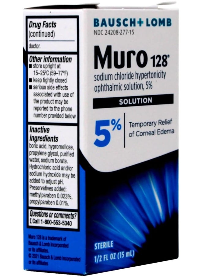 Bausch + Lomb Bausch & Lomb Pharmaceuticals Muro 128 5% Solution (15Ml/0.5Oz.)  - Image 1
