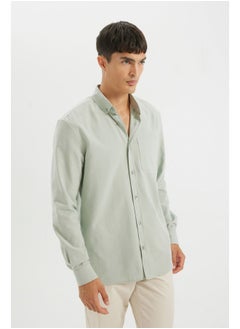 DeFacto Man Woven Regular Fit Button Polo Neck Long Sleeve Shirt  - Image 3