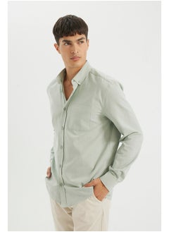 DeFacto Man Woven Regular Fit Button Polo Neck Long Sleeve Shirt  - Image 4