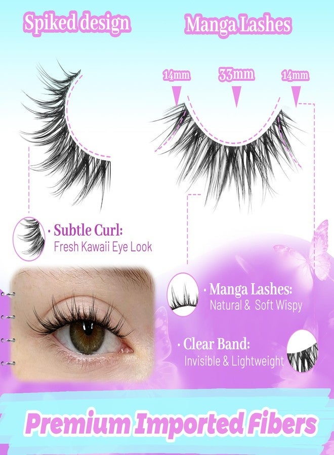 Losha Manga Lashes 7 Pairs Cat Eye Eyelashes Clear Band Anime Lash Natural Foxy Eye Lashes Elegant Comfortable Lash Strip for Daily & Office Wear(Ridge) - Image 3