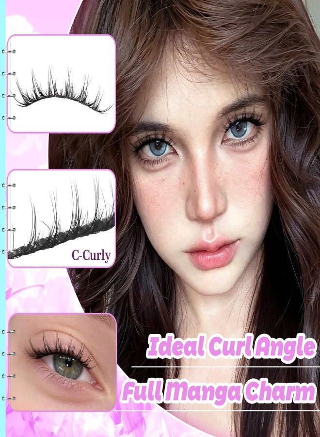 Losha Manga Lashes 7 Pairs Cat Eye Eyelashes Clear Band Anime Lash Natural Foxy Eye Lashes Elegant Comfortable Lash Strip for Daily & Office Wear(Ridge) - Image 2