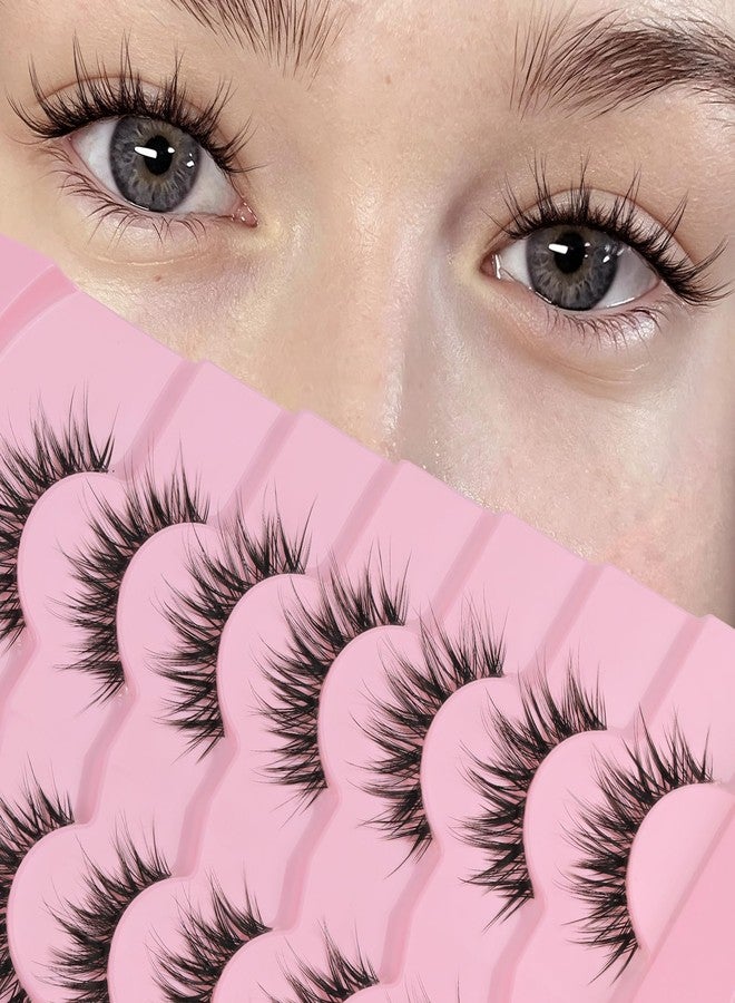 Losha Manga Lashes 7 Pairs Cat Eye Eyelashes Clear Band Anime Lash Natural Foxy Eye Lashes Elegant Comfortable Lash Strip for Daily & Office Wear(Ridge) - Image 1