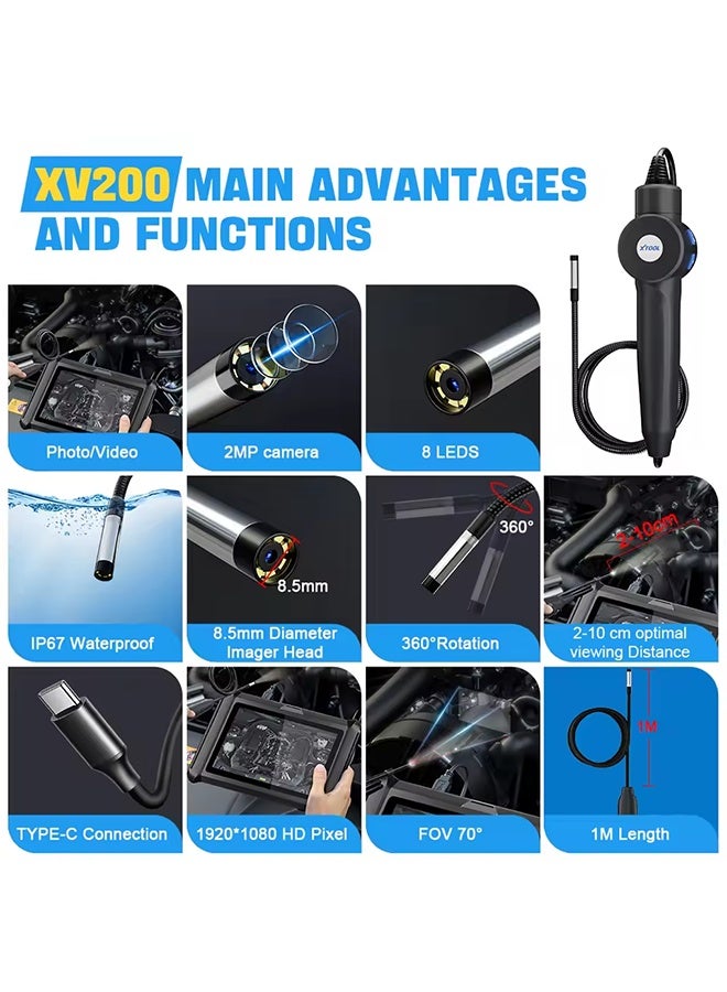 XTOOL XV200 is an upgraded of XV100 8.5mm HD Endoscope Camera Micro 8 LED Car Endoscope Inspection Borescope For D9S X100MAX D7S - Image 3