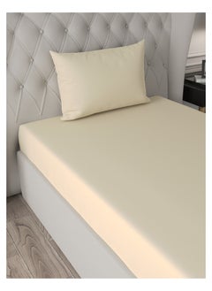 Raymond Raymond Home Single Fitted sheet set Super Soft 210 TC Satin Pure Cotton (90x190+30 , 50x75) Fitted sheet & 1 PillowCases Beige  - Image 2