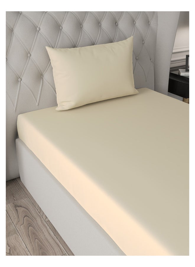 Raymond Raymond Home Single Fitted sheet set Super Soft 210 TC Satin Pure Cotton (90x190+30 , 50x75) Fitted sheet & 1 PillowCases Beige  - Image 2