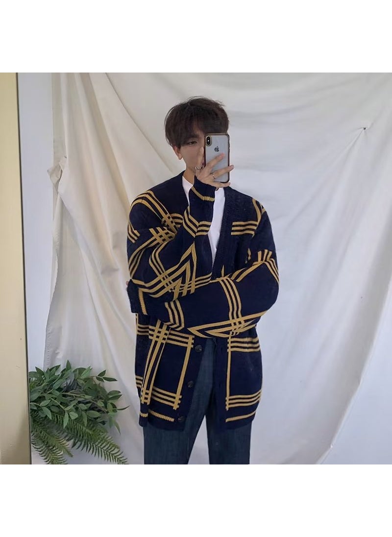 Generic - Autumn Mens Cardigan Loose Korean Sweater Black - Image 1