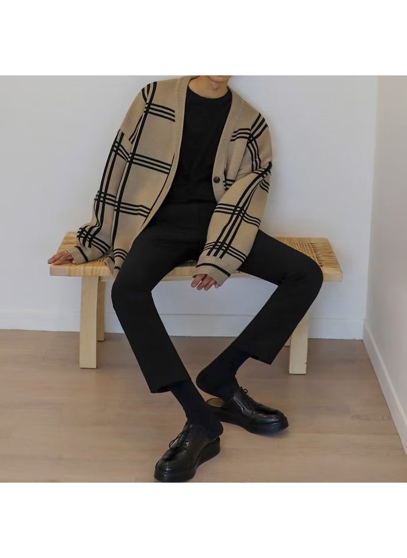 Generic - Autumn Mens Cardigan Loose Korean Sweater Black - Image 1