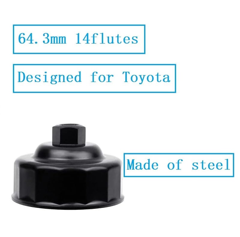 Shonee 65mm 14 Flutes Oil Filter Wrench for Toyota,Lexus,RAV4,Camry,Tundra,Cruiser,Tacoma,Avalon,Highlander,Sienna,Scion,Prius,Corolla-Filter Removal Tool for 64mm-64.8mm Oil filter - Image 3