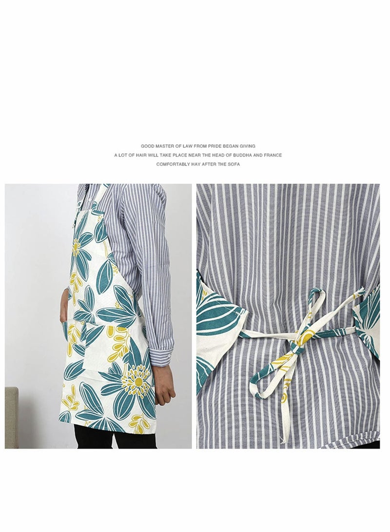 Excefore 3 قطع مآزر الطبخ المطبخ للنساء مع 2 جيب قطن قديم للطبخ والشواء والخبز - Image 5