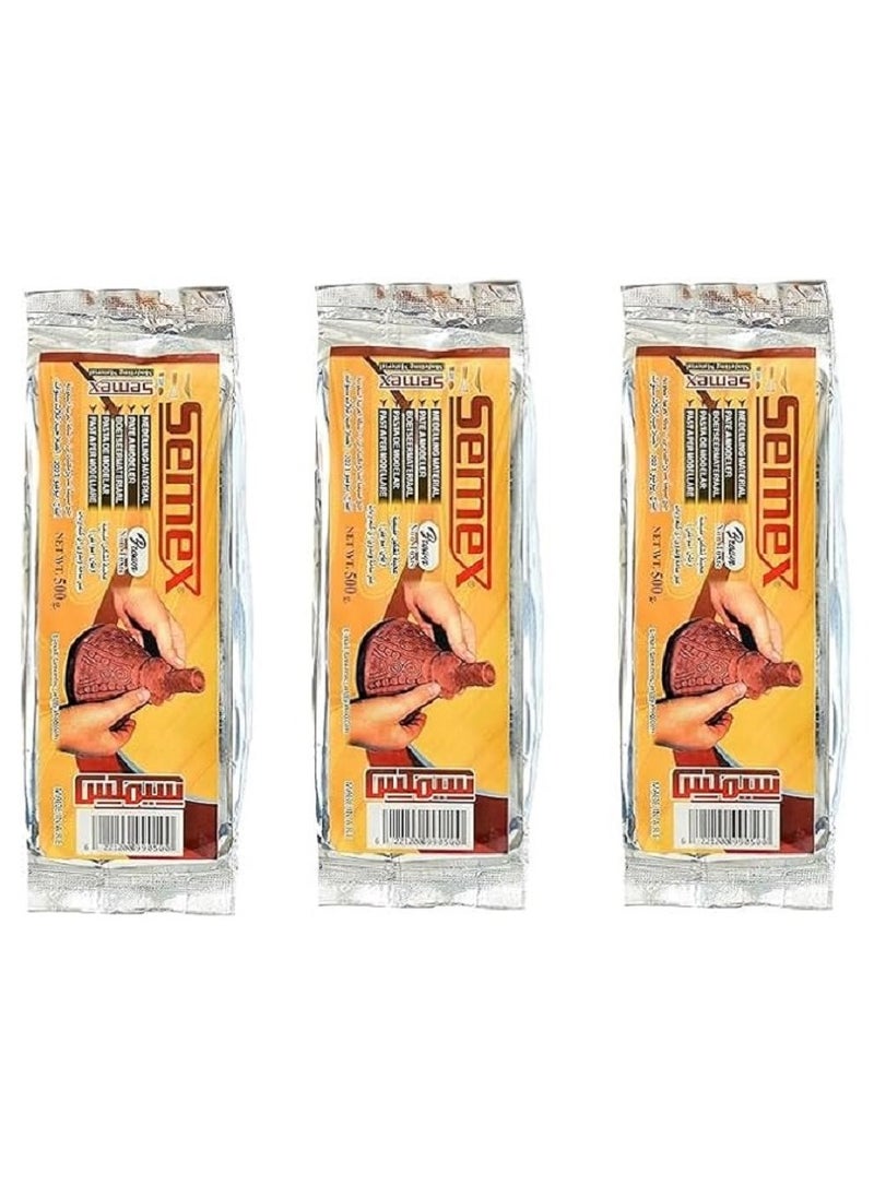 Semex - Aswany modeling clay - modeling clay - for artistic works, brown color - 3 pieces (half a kilogram each), total 1.5 kg - Image 1