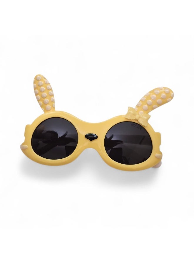 Kids Bunny Shape Sunglasses | Cute Cartoon Rabbit Design Protective Shades for Girls – Yellow - Image 1