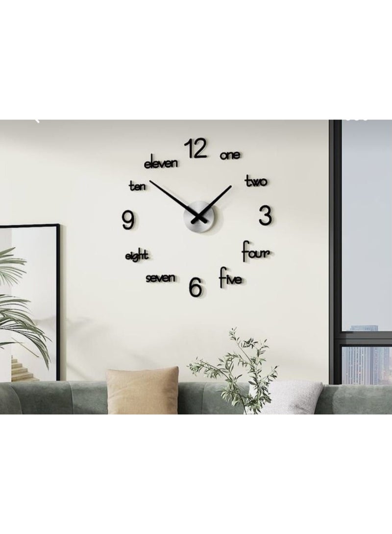 3D wood English Letters Wall Clock