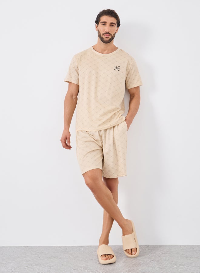 Styli All Over Printed T-Shirt and Shorts Pyjama Set - Image 1