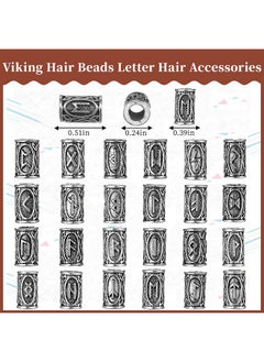Geosar 24 Piece Norse Vikings Runes Hair Beard Beads For Bracelets Necklace Accessories Diy Includes 7 Pieces Pull Hair Pin Quick Beader Hair Tool And Black Rubber Bands For Women Men  - Image 2
