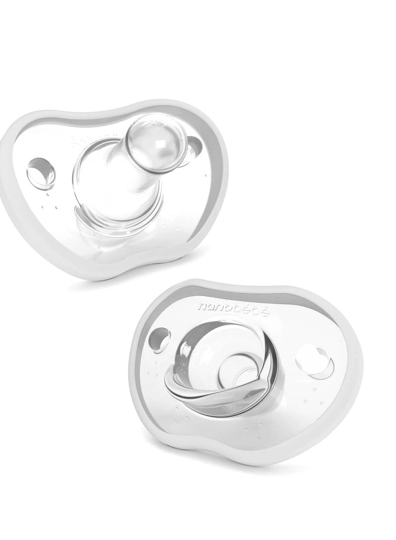 NANOBEBE Baby Pacifiers 0-3 Month 2pk,White - Image 1