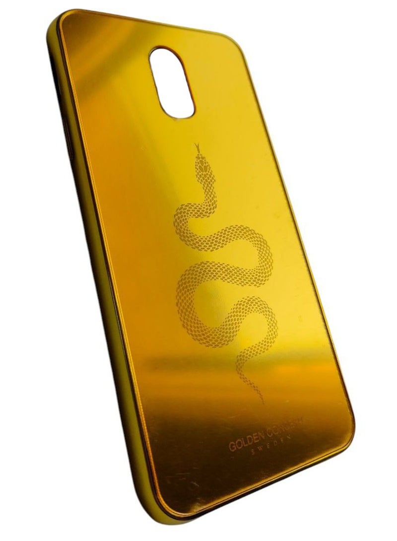 Gold Color Flexible Frame Shockproof Plastic Back Case Compatible with Samsung Galaxy J7 Pro