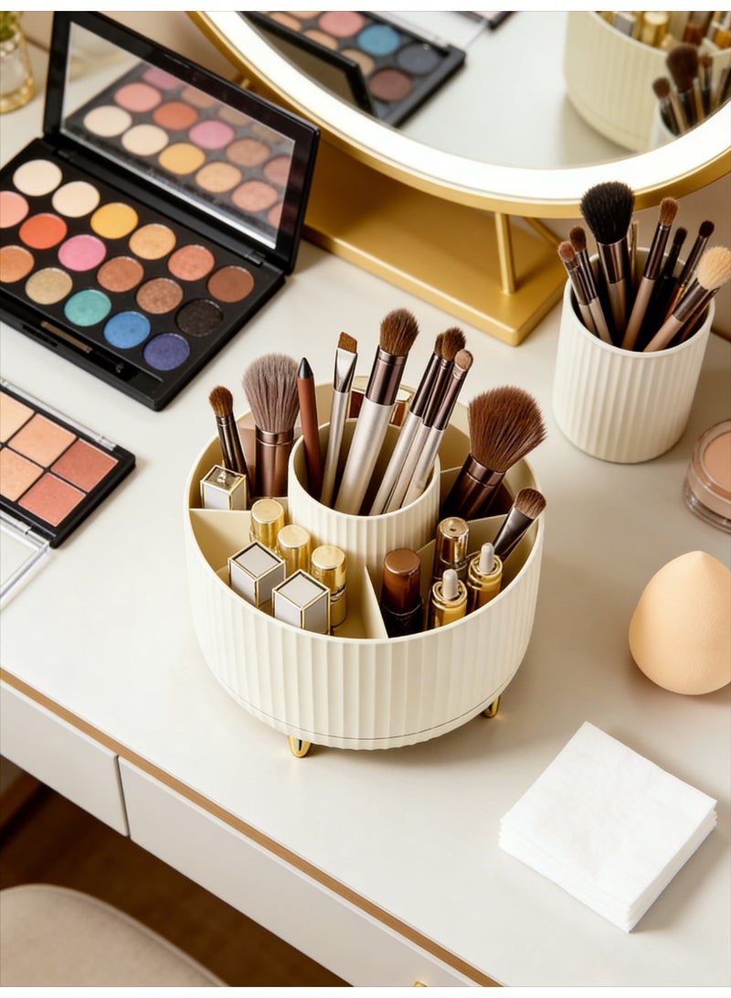 360° Rotating Desktop Organizer, Multi-Compartment Large Capacity Storage Caddy for Pen, Makeup Brush, Home Office & Bathroom Vanity - Image 4