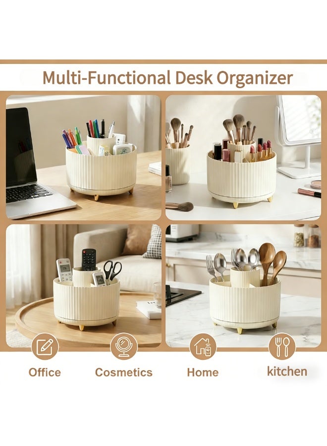 360° Rotating Desktop Organizer, Multi-Compartment Large Capacity Storage Caddy for Pen, Makeup Brush, Home Office & Bathroom Vanity - Image 3