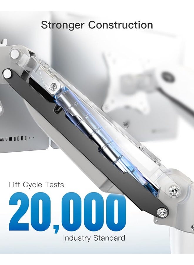 حامل شاشتين أبيض للمكتب – ذراع قابل للتعديل يدعم شاشات من 13 إلى 32 بوصة المسطحة والمقوسة، متوافق مع VESA - Image 5