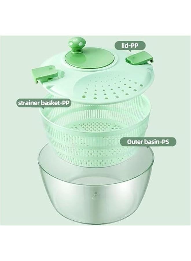 HOOKOR Large Salad Spinner - Vegetable Spin Dryer with Drainage Hole, Container, and Filter - 4L Capacity, BPA-free, Multi-functional Kitchen Helper for Washing Fruits and Vegetables  - Image 5