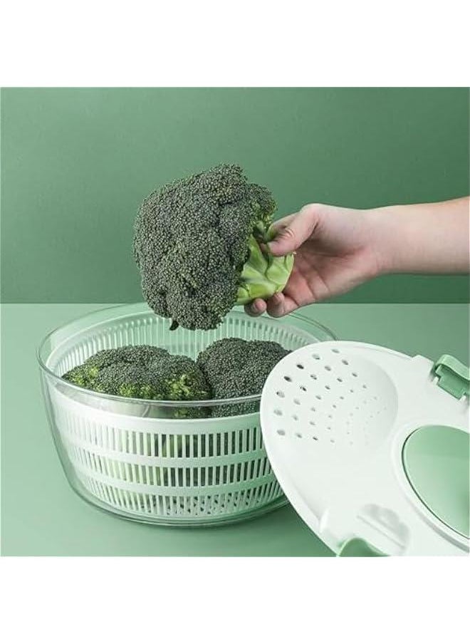 HOOKOR - Large Salad Spinner - Vegetable Spin Dryer with Drainage Hole, Container, and Filter - 4L Capacity, BPA-free, Multi-functional Kitchen Helper for Washing Fruits and Vegetables - Image 1