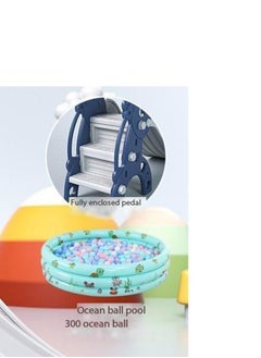 GT-Wheel Kids Plastic Play Slide With 300 Ocean Balls Pool and Basketball Hoop 3 Steps Fully Enclosed Pedal Toddler Climber  - Image 2